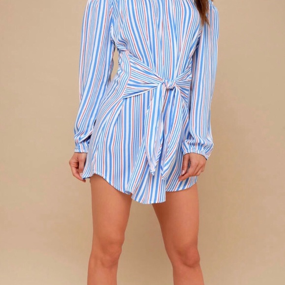 Lucy Love Cape Cod Stripped Off-the-Shoulder Dress - Picture 2 of 4